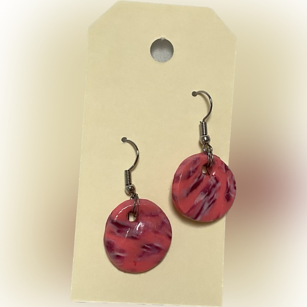 Hand Crafted Pink & Purple Clay Earrings